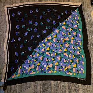Coach Geometric and Floral Black Scarf